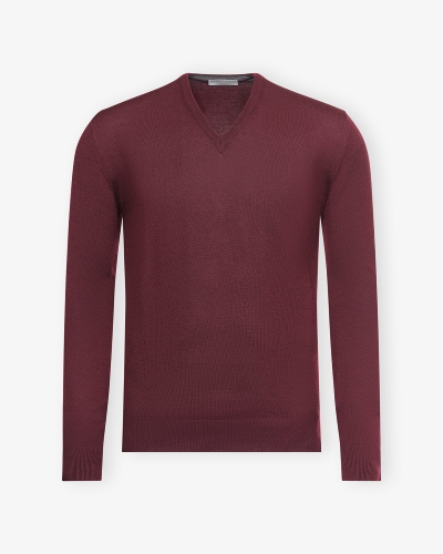 LHDA - V-neck virgin wool - Bordeaux