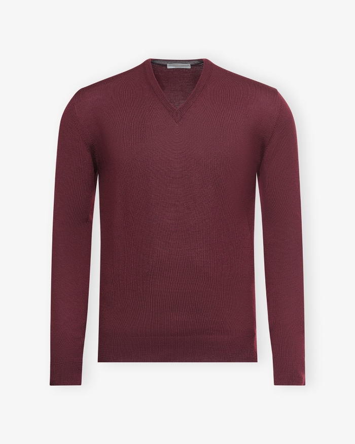 LES HOMMES D'AMSTERDAM LHDA - V-neck virgin wool -  Bordeaux 125576627