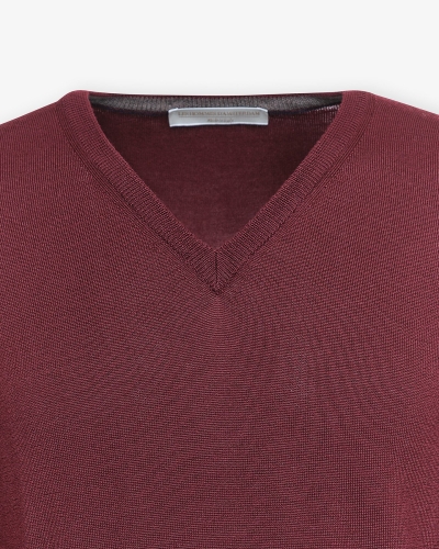 LHDA - V-neck virgin wool - Bordeaux
