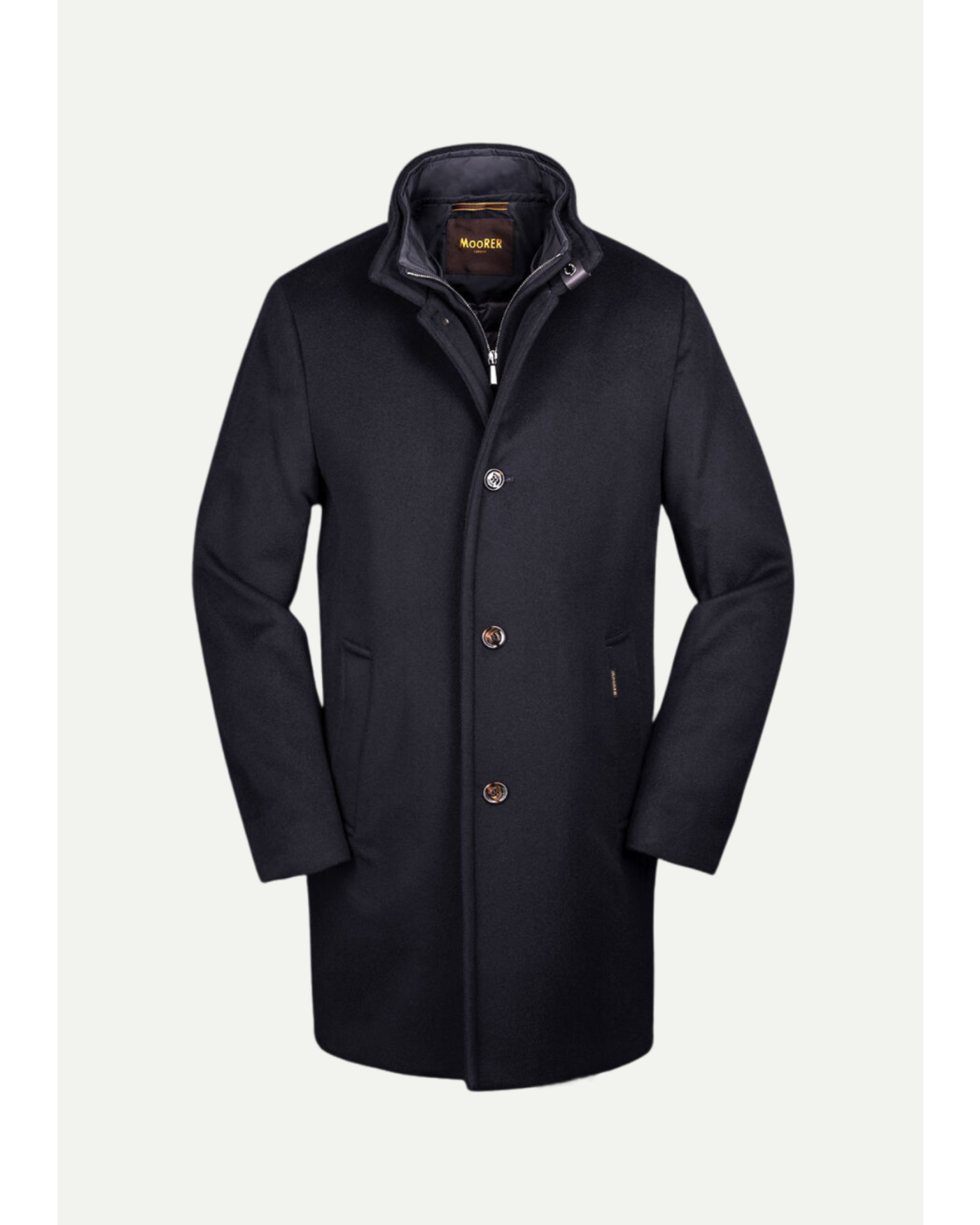 MooRER - Overcoat with removable fur - Wool/cashmere - Navy