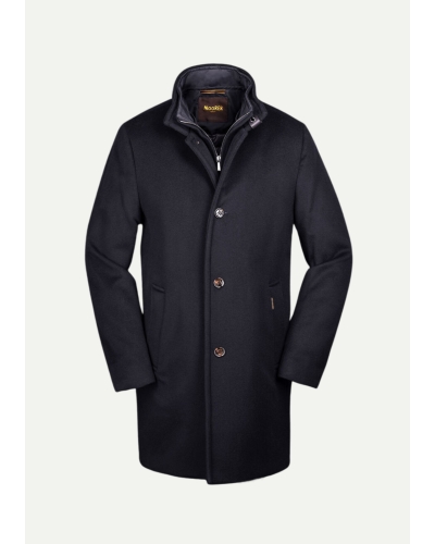 MooRER - Overcoat with removable fur - Wool/cashmere - Navy