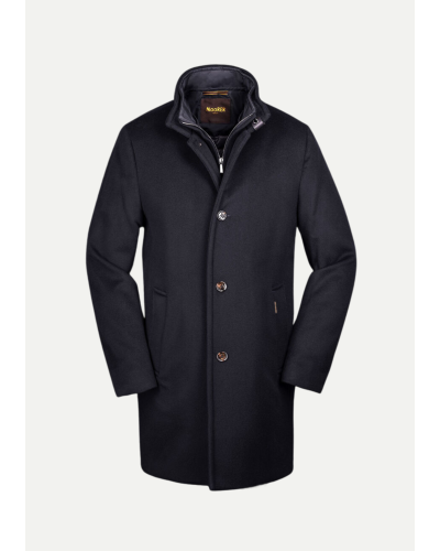 MooRER - Overcoat with removable fur - Wool/cashmere - Navy
