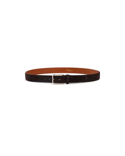 Santoni - Suède adjustable belt - D.brown
