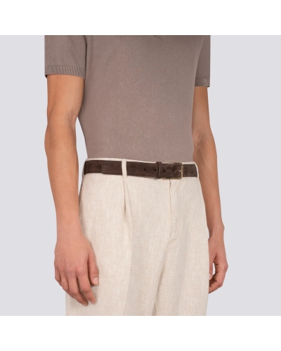 Santoni - Suède adjustable belt - D.brown