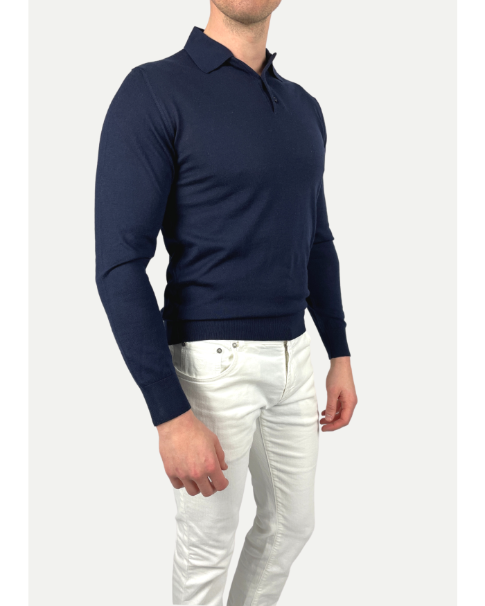 DORIANI CASHMERE Doriani Cashmere - Polo long sleeve - Navy