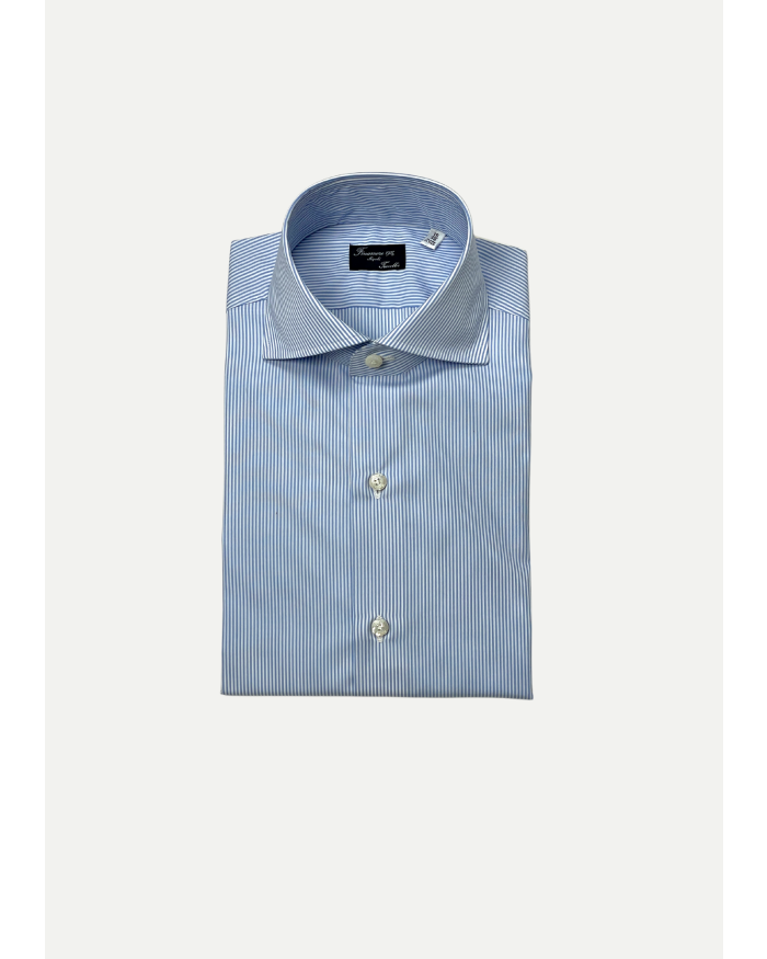 FINAMORE Finamore - Napoli traveller shirt - Stripes light blue