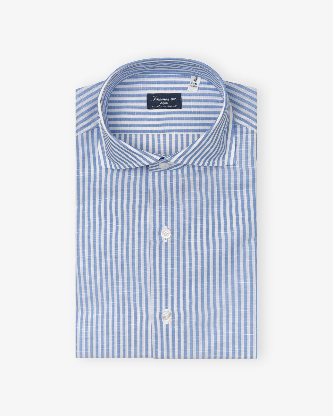 Finamore - Napoli cotton/linen shirt - Stripes light blue