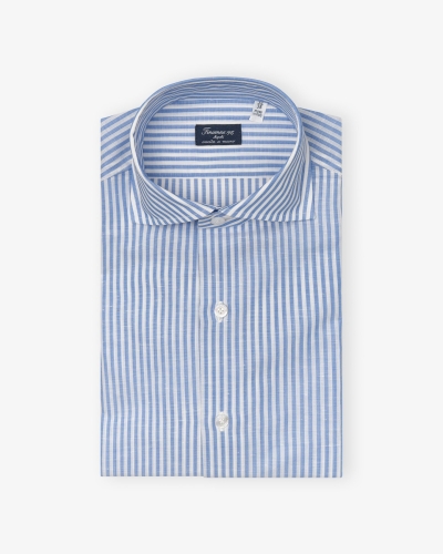 Finamore - Napoli cotton/linen shirt - Stripes light blue