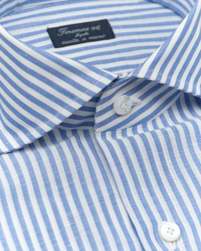 Finamore - Napoli cotton/linen shirt - Stripes light blue