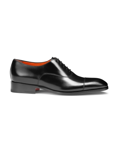 Santoni - Polished black leather Oxford shoes - Black