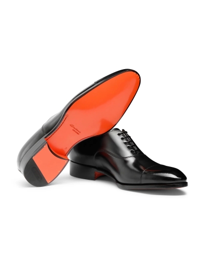 Santoni - Polished black leather Oxford shoes - Black
