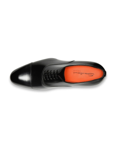 Santoni - Polished black leather Oxford shoes - Black