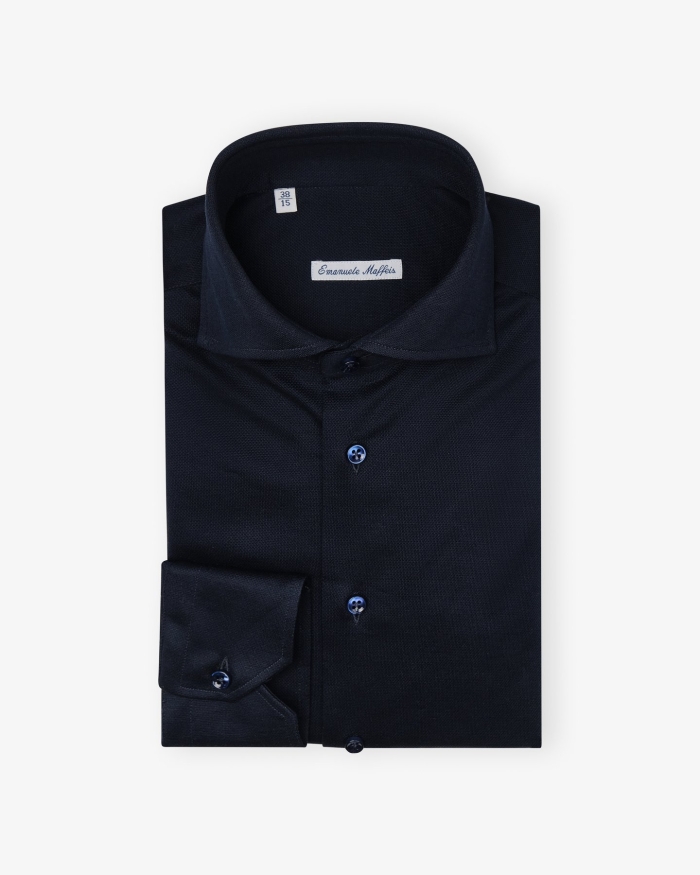 EMANUELE MAFFEIS Emanuele Maffeis - Shirt stretch pique - Navy 134449120