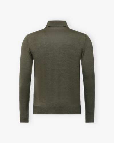 Les Hommes d'Amsterdam - Polo long sleeve wool silk - Green