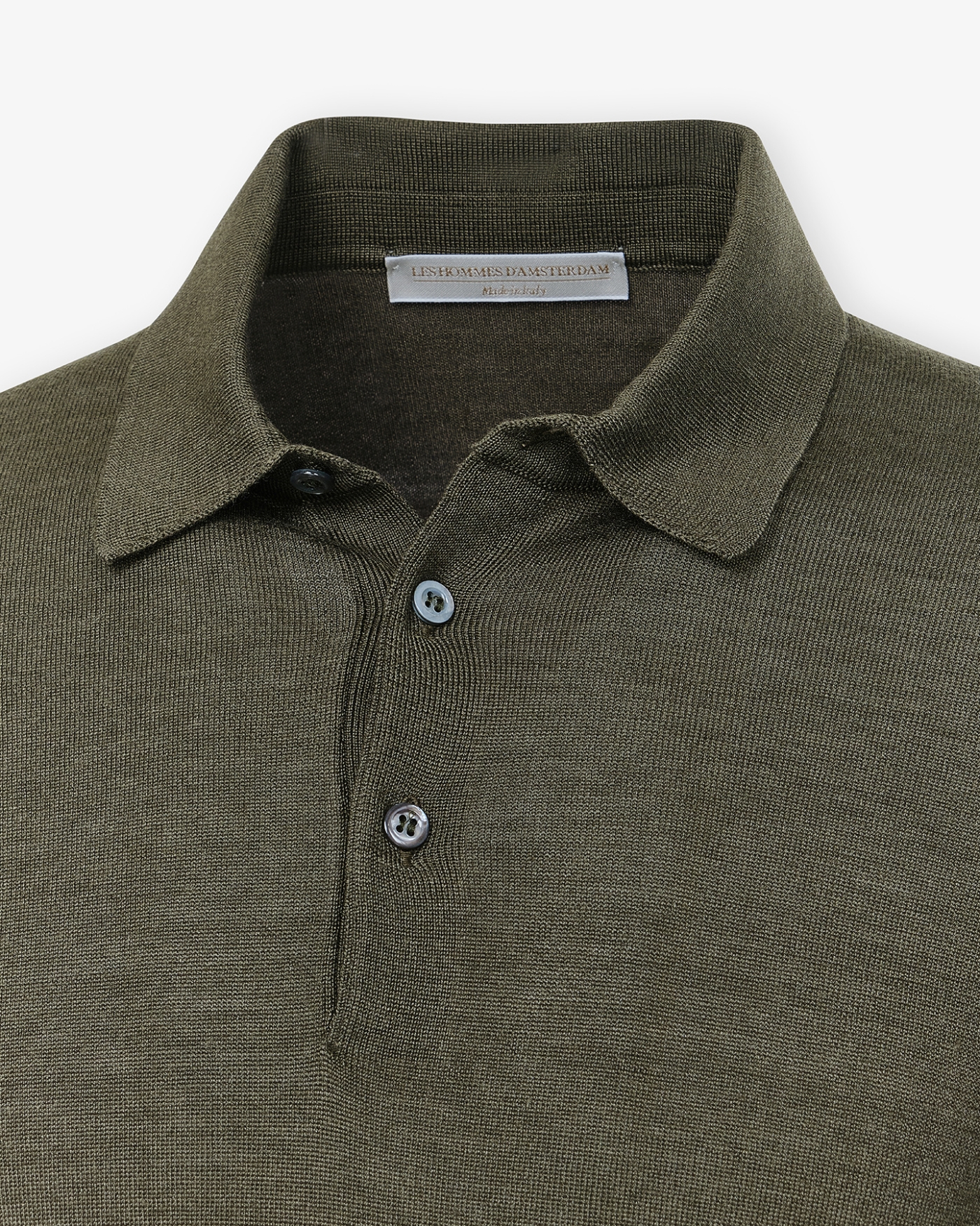 Les Hommes d'Amsterdam - Polo long sleeve wool silk - Green