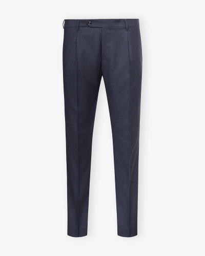 Berwich - Trousers flannel one pleat - Navy