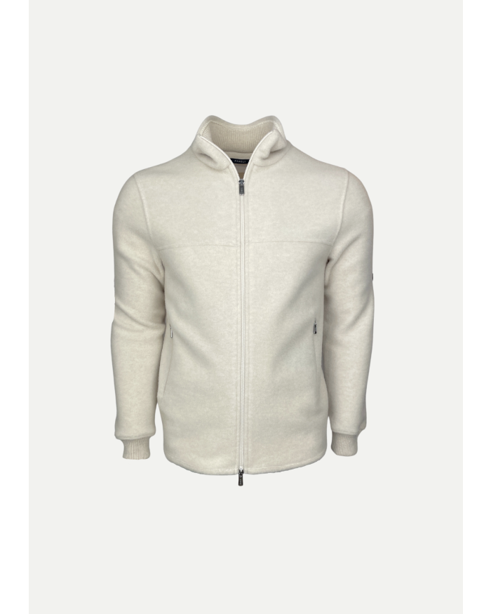 FEDELI Fedeli - Full zip cashmere - Offwhite
