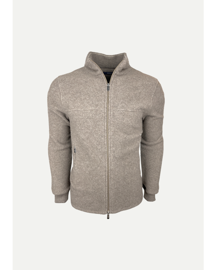 FEDELI Fedeli - Full zip cashmere - Taupe