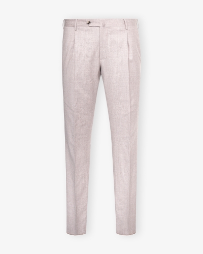 PT - Trousers flannel slim fit - Silk and wool - Sand