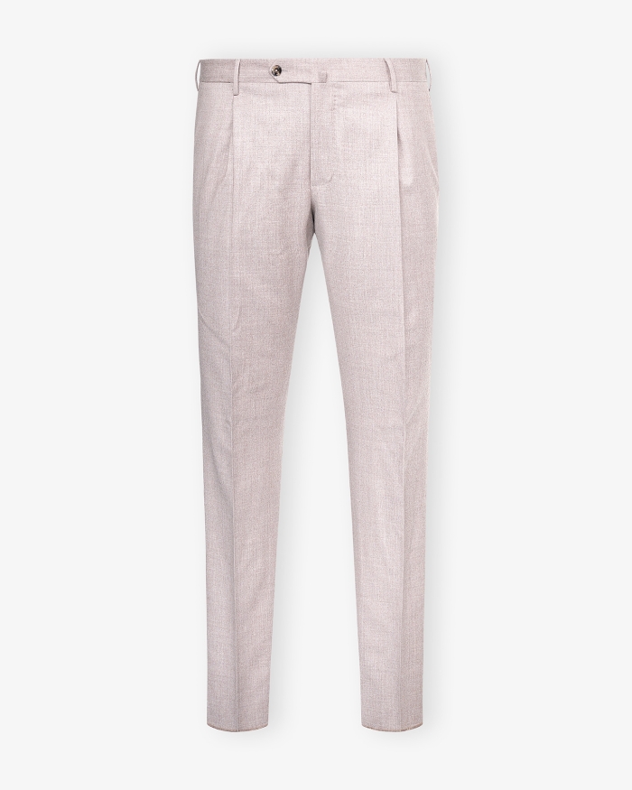PT PT - Trousers flannel slim fit - Silk and wool - Sand