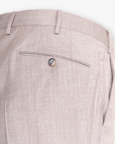 PT - Trousers flannel slim fit - Silk and wool - Sand