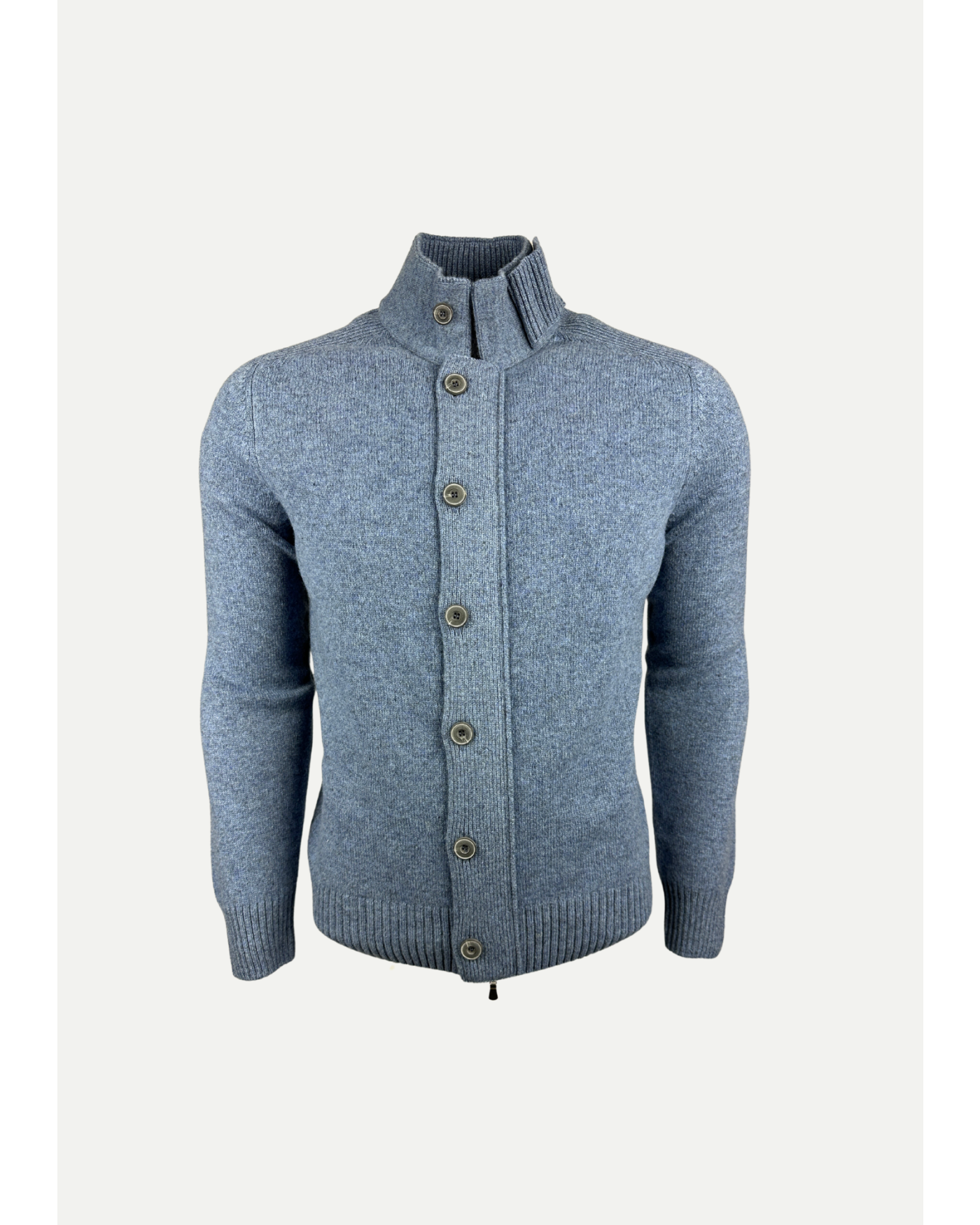 LHDA - Vest virgin wool zipper and buttons - Blue melange