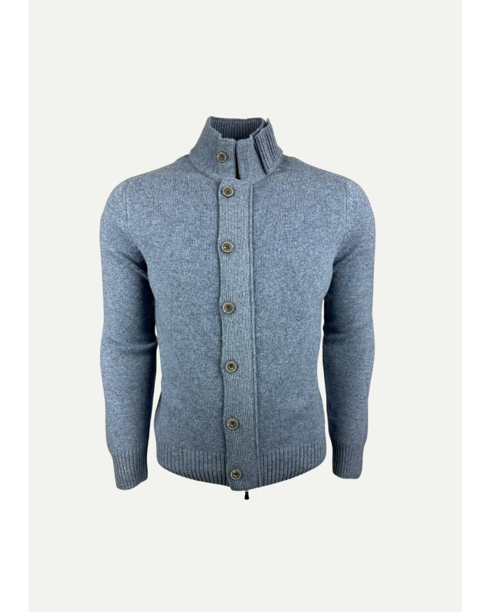 LES HOMMES D'AMSTERDAM LHDA - Vest virgin wool zipper and buttons - Blue melange