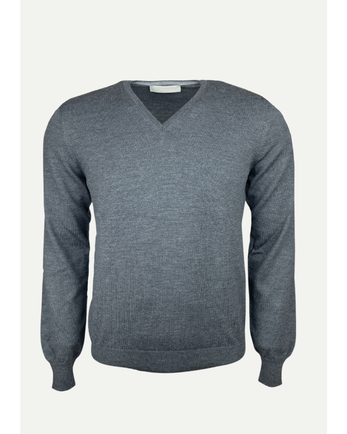 LES HOMMES D'AMSTERDAM LHDA - Vneck virgin wool - Dark grey