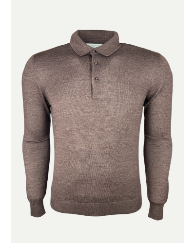 LHDA - Polo long sleeve silk - Dark brown
