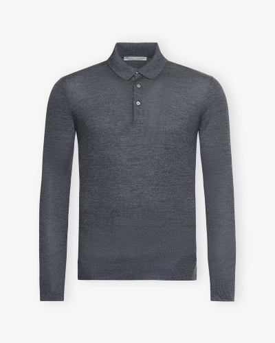 LHDA - Polo long sleeve - Wool silk - Grey