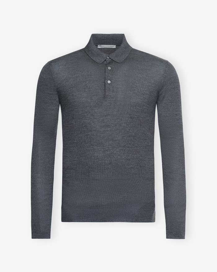 LES HOMMES D'AMSTERDAM LHDA - Polo long sleeve - Wool silk - Grey 138536775
