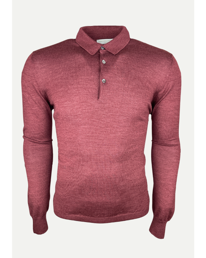LES HOMMES D'AMSTERDAM LHDA - Polo long sleeve - Silk - Bordeaux