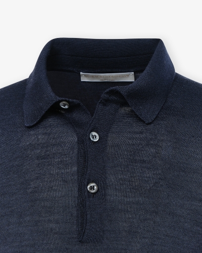LHDA - Polo long sleeves - Virgin wool and silk - Navy