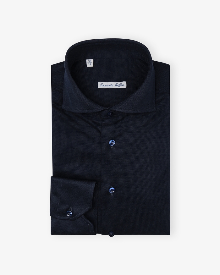 EMANUELE MAFFEIS Emanuele Maffeis - Shirt stretch pique extra long sleeve - Navy