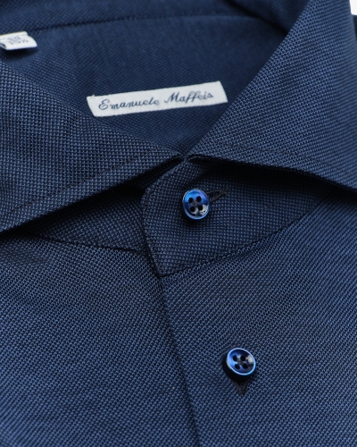 Emanuele Maffeis - Shirt stretch pique extra armlength - Midnight blue