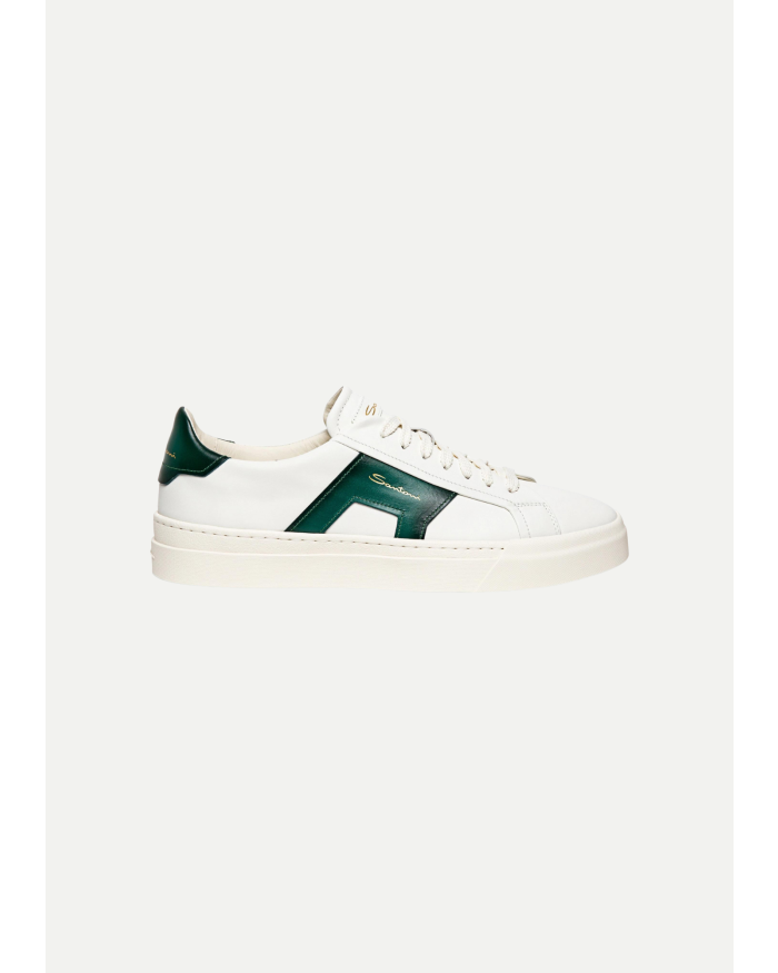 SANTONI Santoni - Sneaker calf leather double buckle - White/Green