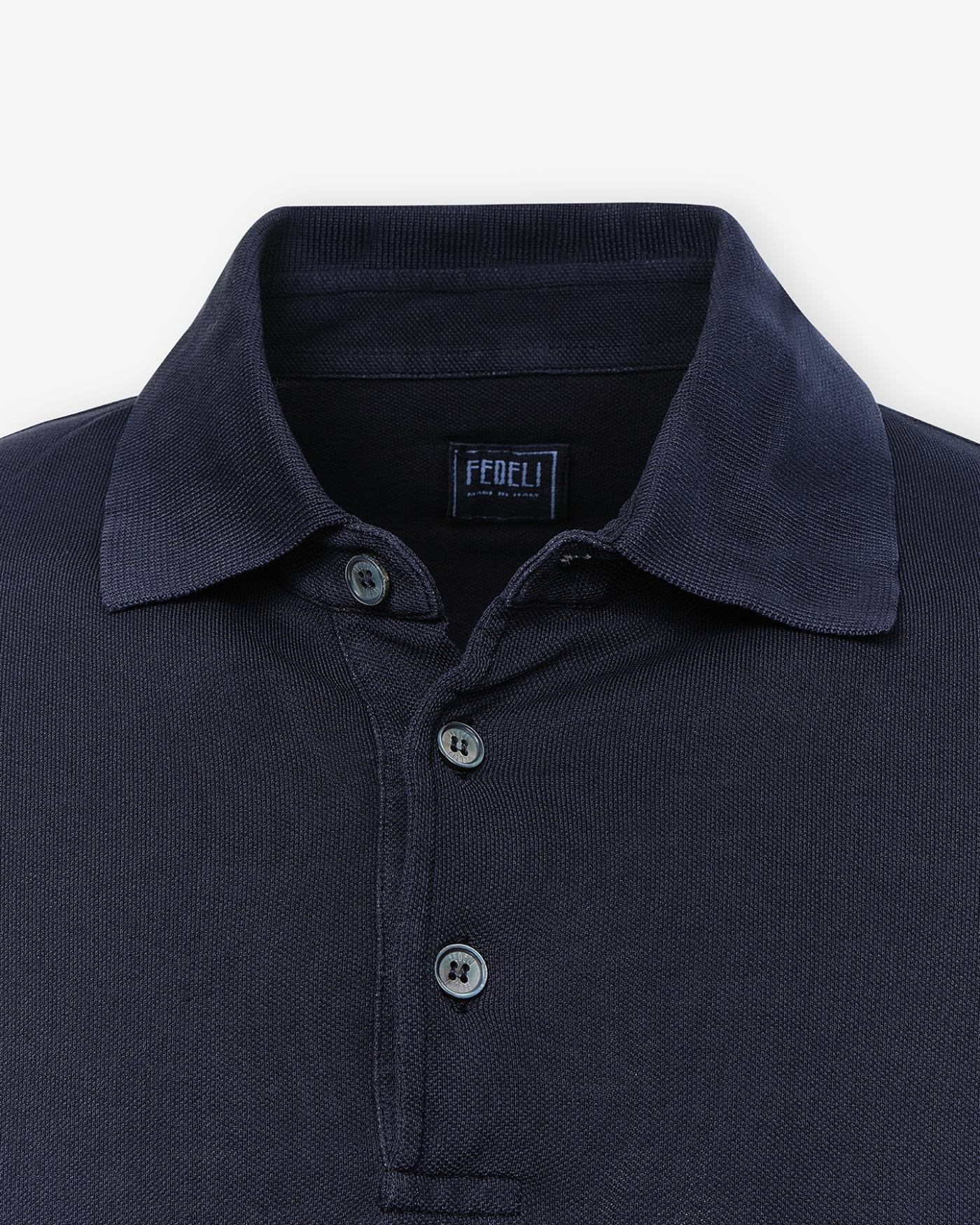 Fedeli - Polo short sleeve light pique - Navy
