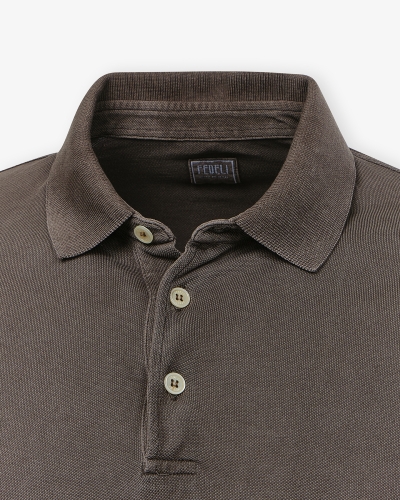 Fedeli - Polo WIND MM - Short sleeve light pique - Brown