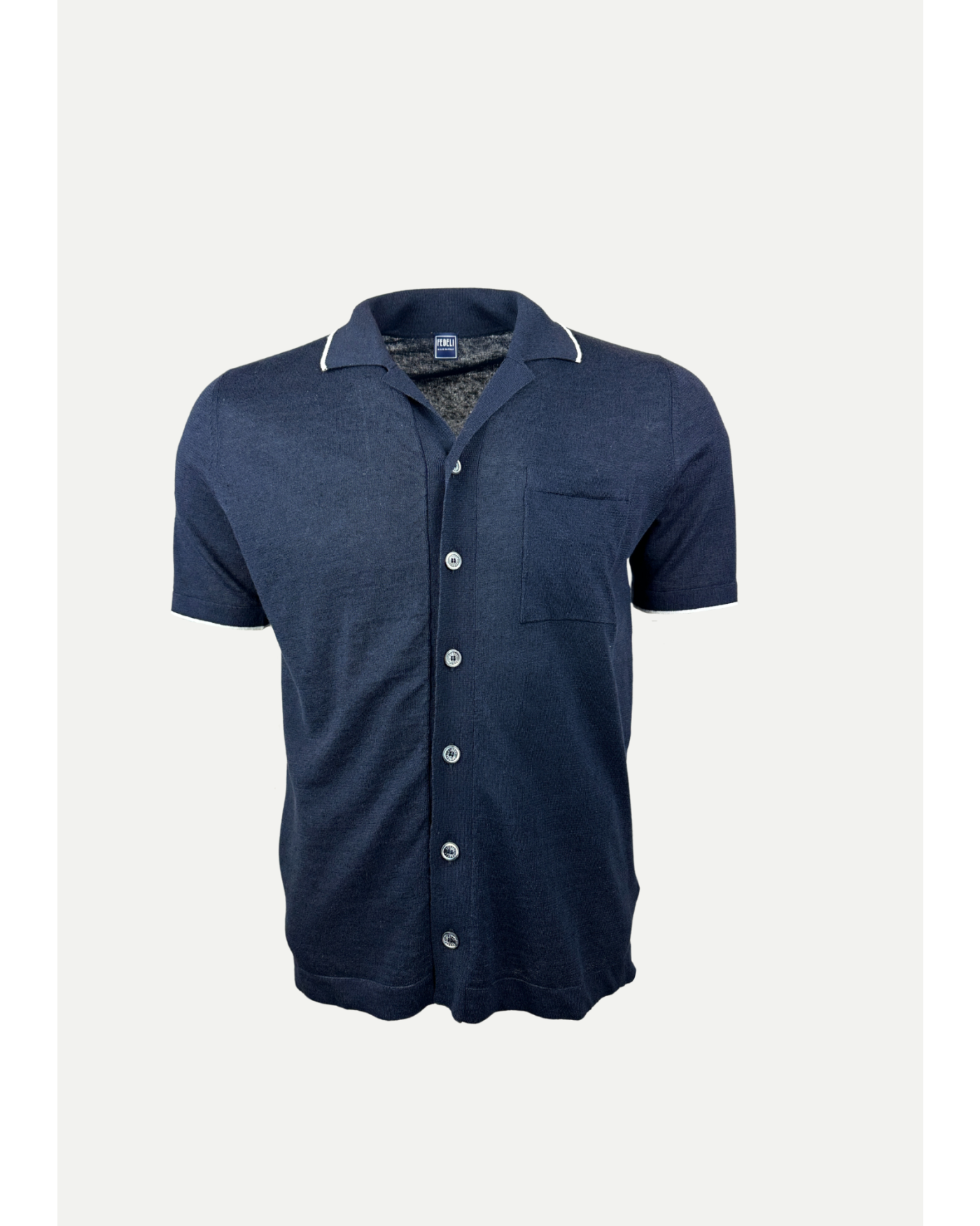 Fedeli - Knitted polo - short sleeve - Navy
