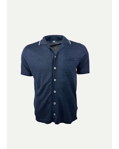Fedeli - Knitted polo - short sleeve - Navy