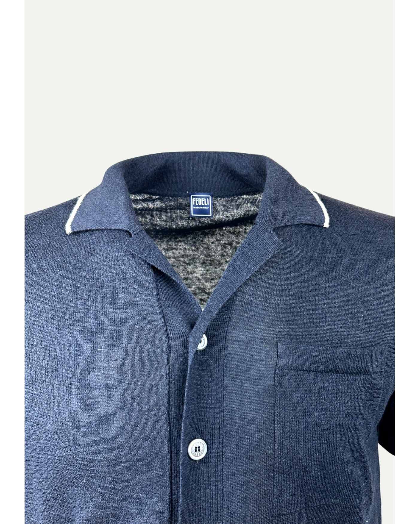 Fedeli - Knitted polo - short sleeve - Navy
