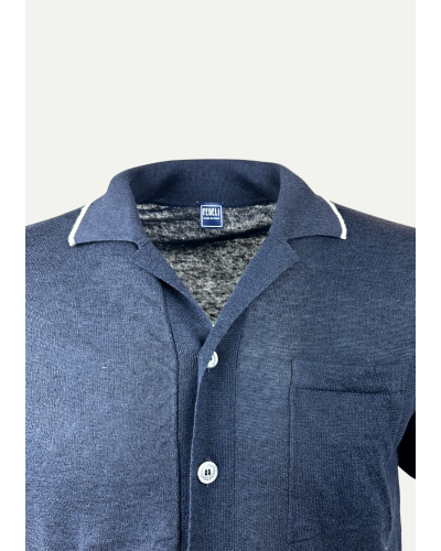 Fedeli - Knitted polo - short sleeve - Navy