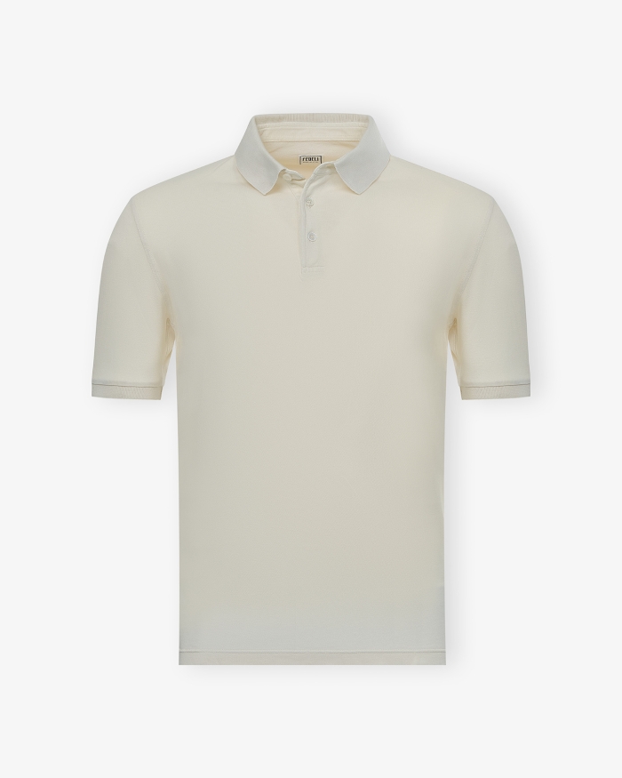 FEDELI Fedeli - Polo light pique - Wind MM - short sleeve - Offwhite