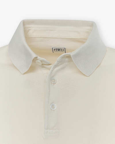 Fedeli - Polo light pique - Wind MM - short sleeve - Offwhite