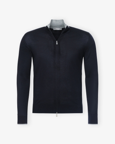 LHDA - Vest full zip silk and cotton - Navy