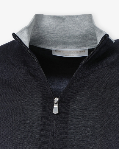 LHDA - Vest full zip silk and cotton - Navy