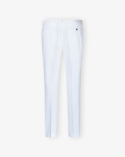 Berwich - Slim fit trouser cotton stretch one pleat - White