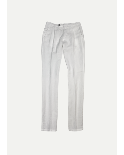Berwich - Trouser one pleat slim fit linen - White