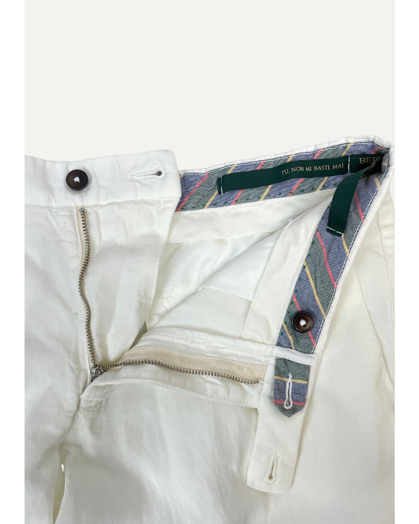 Berwich - Trouser one pleat slim fit linen - White