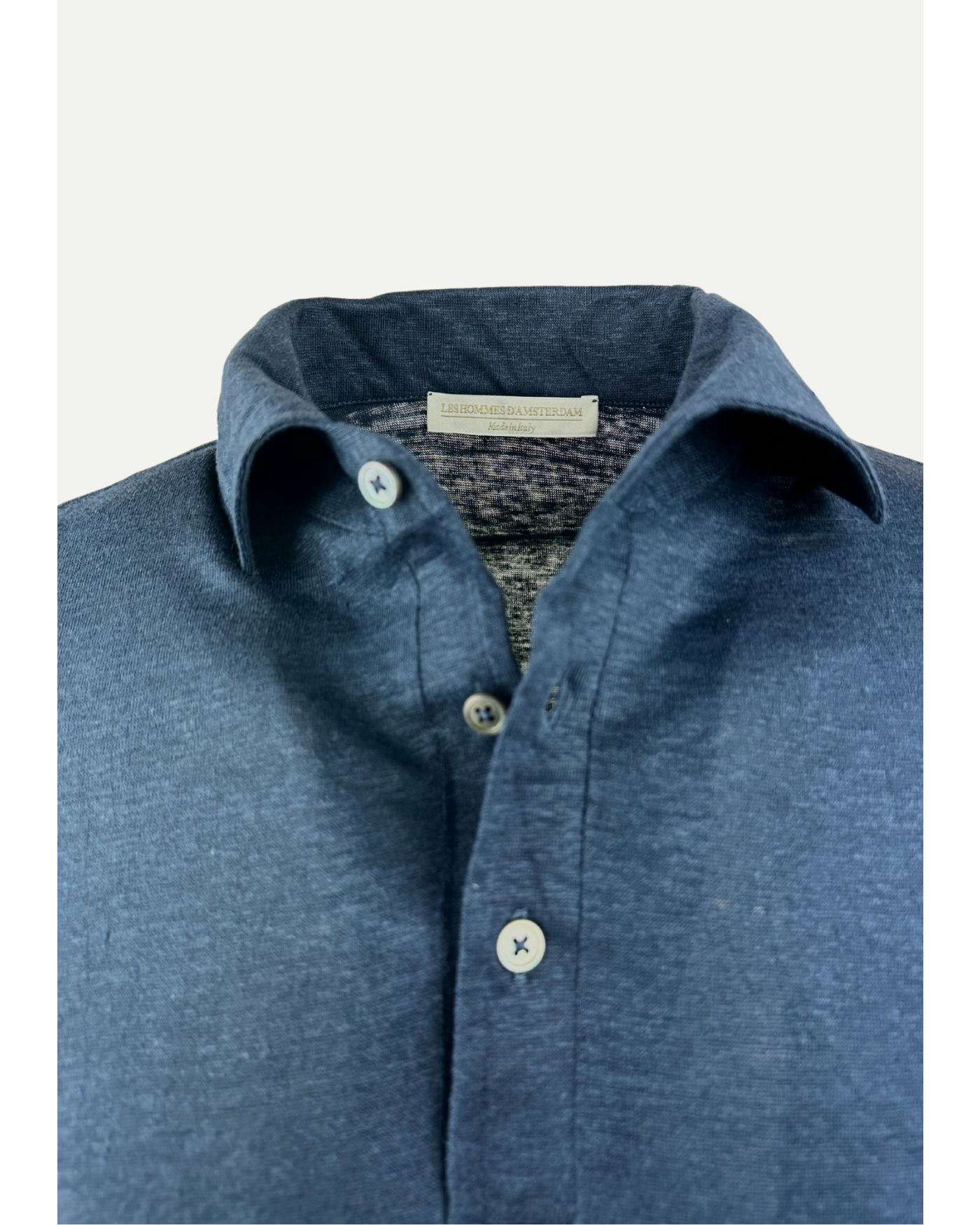 Les Hommes d'Amsterdam - Polo one piece collar linen - Navy